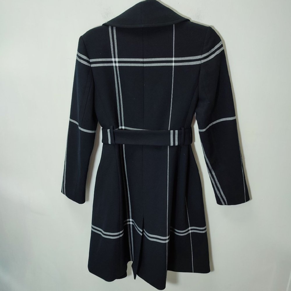 Club Monaco plaid coat dark blue white lines - Picture 2 of 13